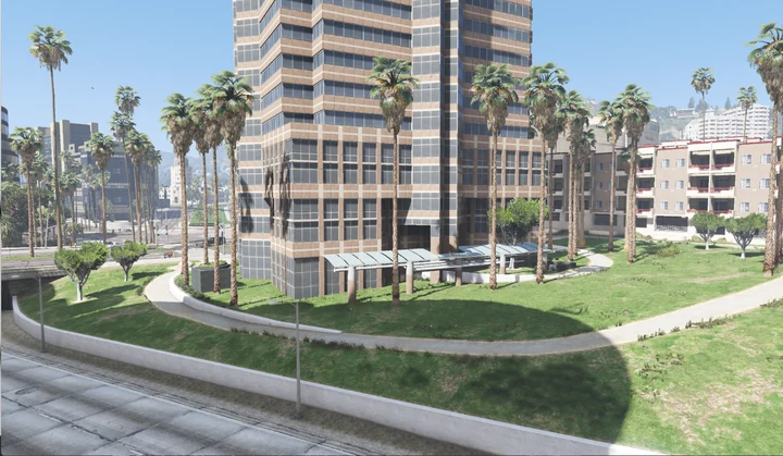 Новое здание и пальмы в Rockford Hills [YMAP]