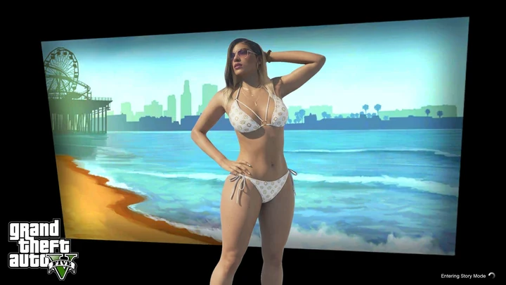 Экран загрузки GTA 6 с девушкой в бикини