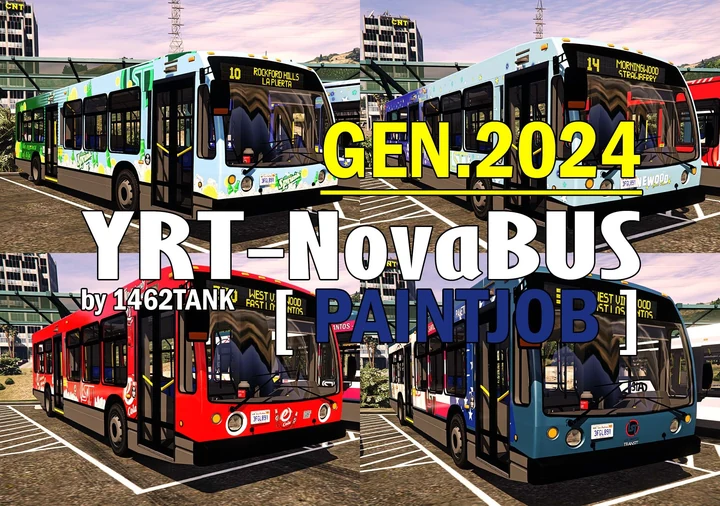 Набор ливрей LS Transit 2024 для Novabus LFS второго поколения на базе YRT [Lore Friendly / 4K / Add-On / Replace]