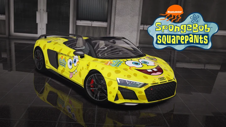 Раскраска SpongeBob SquarePants для Audi R8 Spyder 2020