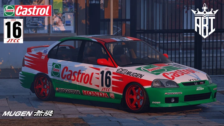 Раскраска JTCC Team Castrol Mugen 1995 для Honda Civic Ferio