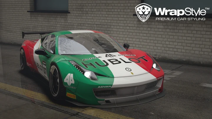 Ливрея Ferrari 458 Liberty Walk в цветах флага Италии