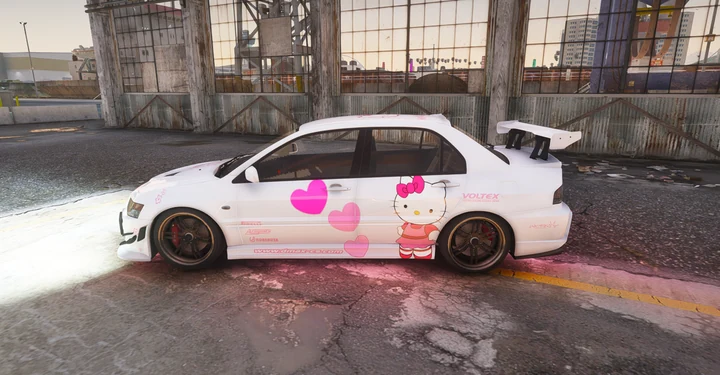 Уличная ливрея Hello Kitty для Mitsubishi Lancer Evolution IX MR