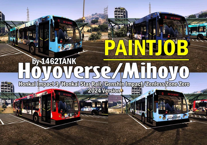 Набор ливрей HoYoverse 2024 для Novabus LFS второго поколения LS Transit [4K | Замена]
