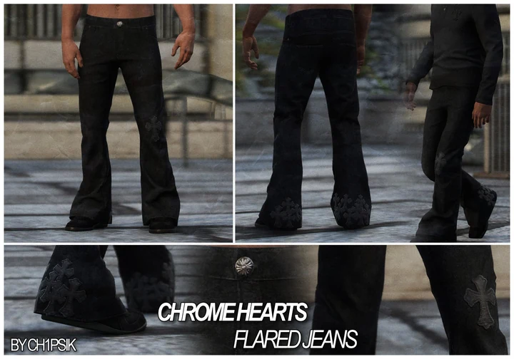 Расклешенные джинсы CHROME HEARTS с крестами [MP Male]