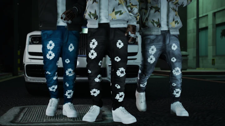 Приспущенные джинсы Denim Tears