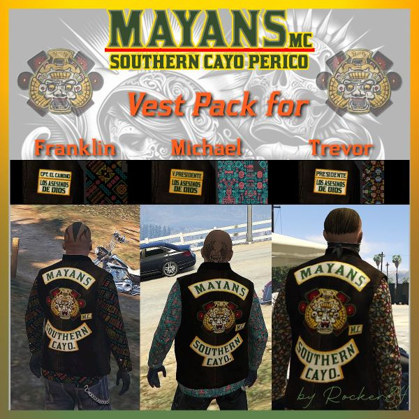 Набор жилетов Mayans MC для Франклина, Майкла и Тревора