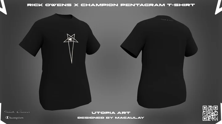 Свободная футболка Rick Owens x Champion с пентаграммой для MP Male