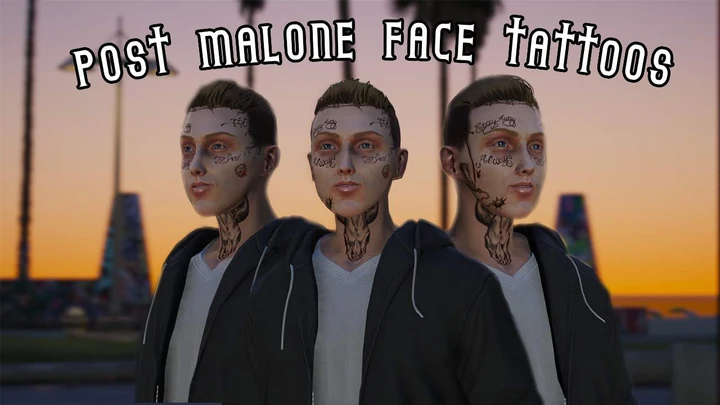 Татуировки лица Post Malone для мужского персонажа MP