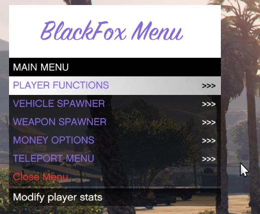 Меню BlackFox