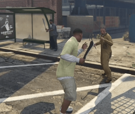 NPC используют оружие в драках