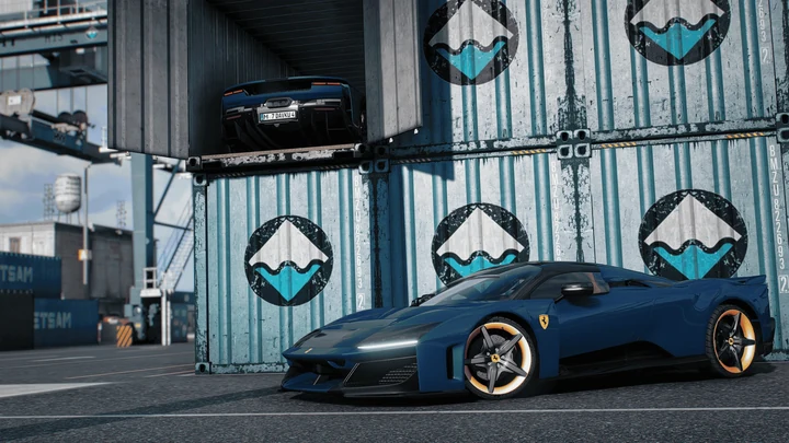 Ferrari F80 2025 с открытым синим карбоном [Add-On | Extras | Animated Spoiler]
