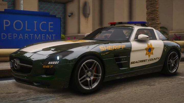 Mercedes-Benz SLS AMG SCPD 2010 из NFS Hot Pursuit [Add-On | Non-ELS | Звуки | VehFuncs V | Шаблон]